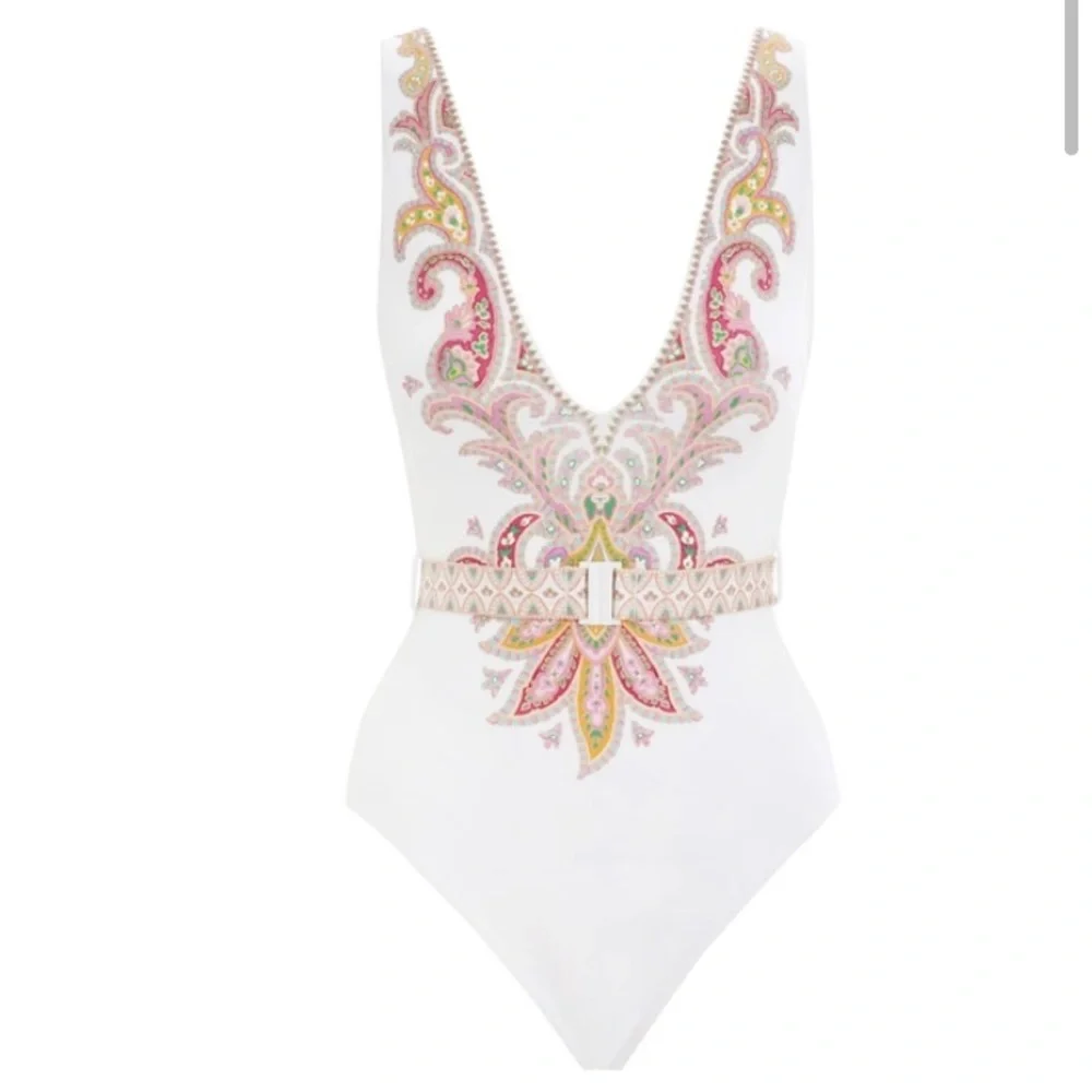 Zimmerman teddy belted plunge one piece bathing suit - size 1 - Picture 2 of 8